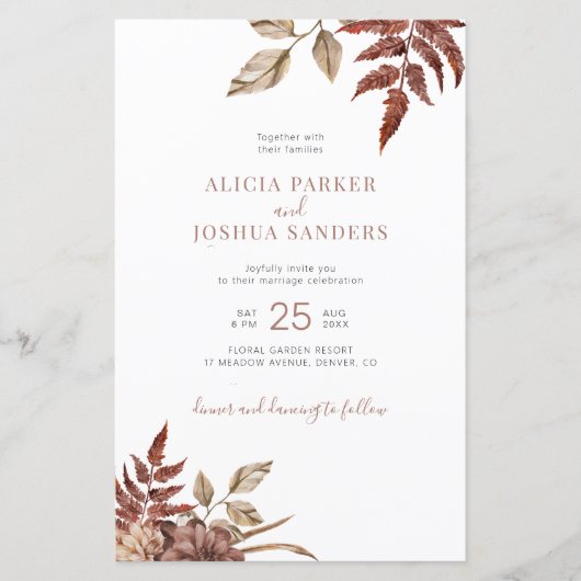 Budget herfst alles in één QR huwelijksuitnodiging (Voorkant)