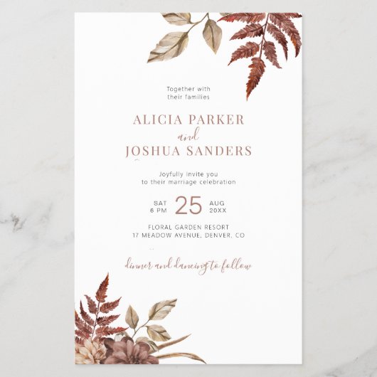 Budget herfst alles in één QR huwelijksuitnodiging Flyer (Voorkant)