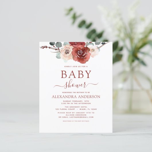 Budget Herfst Baby shower Burgundy Eucalyptus (Staand voorkant)