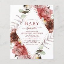 Budget Herfst Baby shower Terracotta Floral Flyer