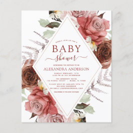 Budget Herfst Baby shower Terracotta Floral Flyer
