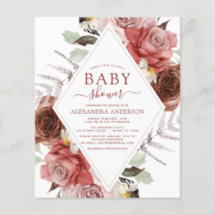 Budget Herfst Baby shower Terracotta Floral Flyer