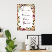 Budget Herfst Bloemen Baby shower Welkomstbord Poster (Thuiskantoor)