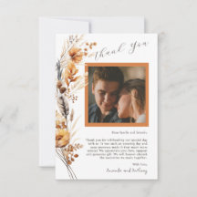 Budget herfst bloemen bruiloft dank u kaart