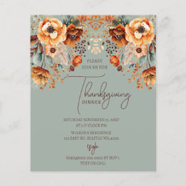 Budget Herfst Bloemen Thanksgiving Diner Uitnodigi