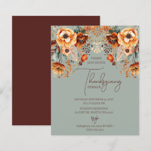 Budget Herfst Bloemen Thanksgiving Diner Uitnodigi