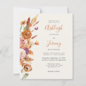 Budget Herfst Bloemen Waterverf Bruiloft Uitnodige (Voorkant)