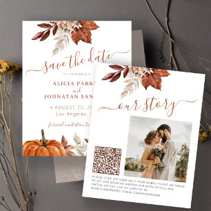 Budget herfst bruiloft foto QR save the date