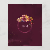 Budget Herfst Burgundy Roos Gold Wedding Uitnodigi (Achterkant)