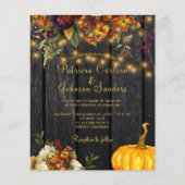 BUDGET herfst floral bruiloft barnsteenhoutuitnodi (Voorkant)