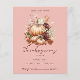 Budget Herfst Floral Pumpkins Thanksgiving Invite