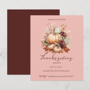 Budget Herfst Floral Pumpkins Thanksgiving Invite