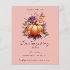 Budget Herfst Floral Pumpkins Thanksgiving Invite