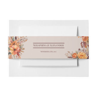 Budget Herfst Floral QR Code RSVP Trouwgegevens Uitnodigingen Wikkel