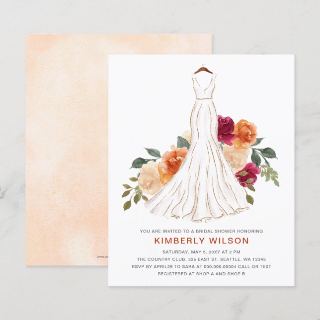 Budget Herfst Floral Trouwjurk Vrijgezellenfeest (Voorkant / Achterkant)