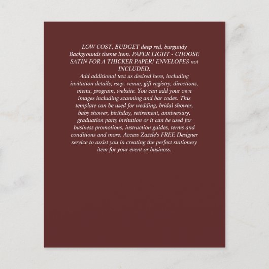 BUDGET HERFST Floral Wedding Invitation - Dusky Flyer (Achterkant)