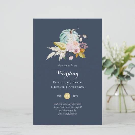 BUDGET Herfst Floral Wedding Invite A9 (Staand voorkant)