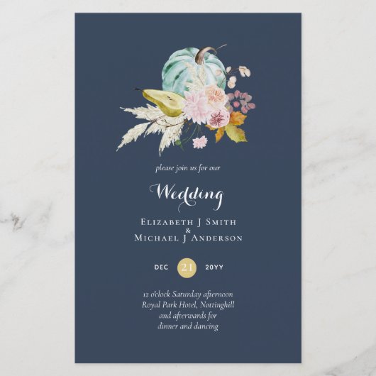 BUDGET Herfst Floral Wedding Invite A9 (Voorkant)