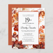 Budget Herfst Flowers 19e Verjaardagsuitnodiging (Voorkant / Achterkant)