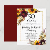 Budget Herfst Flowers 50th Jubileum Uitnodiging (Voorkant / Achterkant)