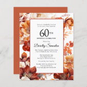 Budget Herfst Flowers 60ste Verjaardagsuitnodiging (Voorkant / Achterkant)