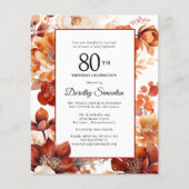 Budget Herfst Flowers 80ste Verjaardagsuitnodiging (Voorkant)