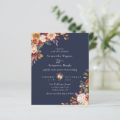 Budget herfst Herfst Bloemen Navy Blauw Bruiloft (Staand voorkant)