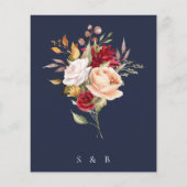 Budget herfst Herfst Bloemen Navy Blauw Bruiloft (Achterkant)