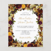 Budget herfst herfst bloemenbruiloft uitnodiging flyer (Voorkant)