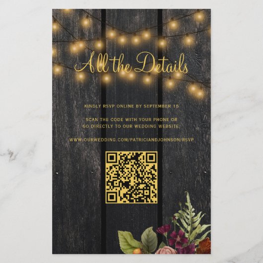 Budget herfst herfst QR code RSVP huwelijksuitnodi (Achterkant)