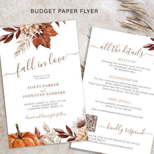 Budget herfst in liefde alles in één huwelijksuitn flyer