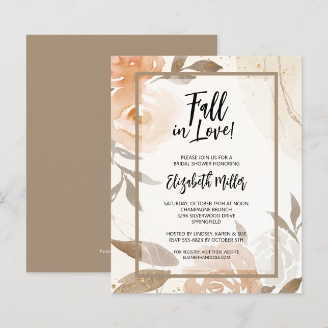 Budget Herfst in Love Bridal Shower Invitations (Voorkant / Achterkant)