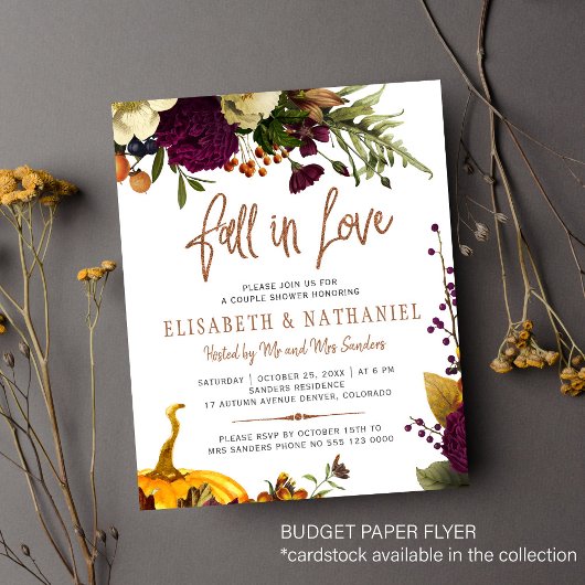 Budget herfst in love chic koppel doucheuitnodigin flyer