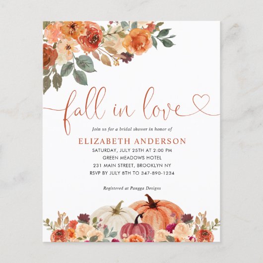 Budget Herfst in Love Floral Pumpkin Vrijgezellenf Flyer (Voorkant)