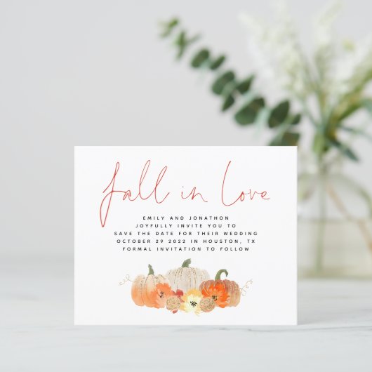 Budget Herfst in Love Glitter Pumpkins QR Save Dat (Staand voorkant)