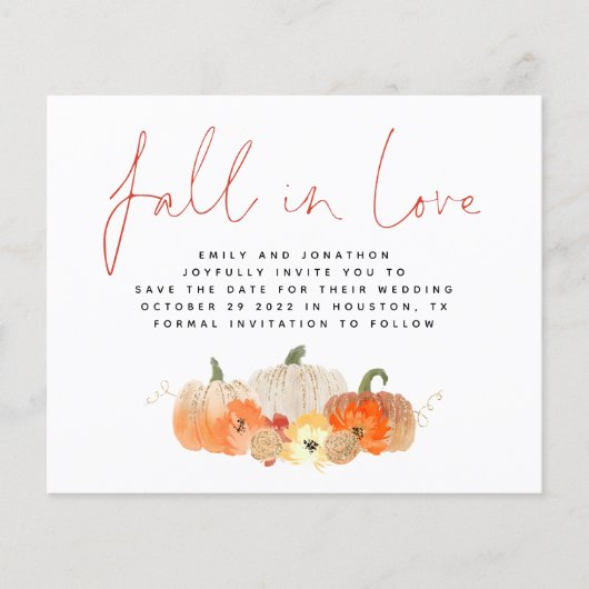 Budget Herfst in Love Glitter Pumpkins QR Save Dat (Voorkant)