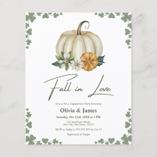 Budget Herfst in Love Green Engagement Party Uitno (Voorkant)