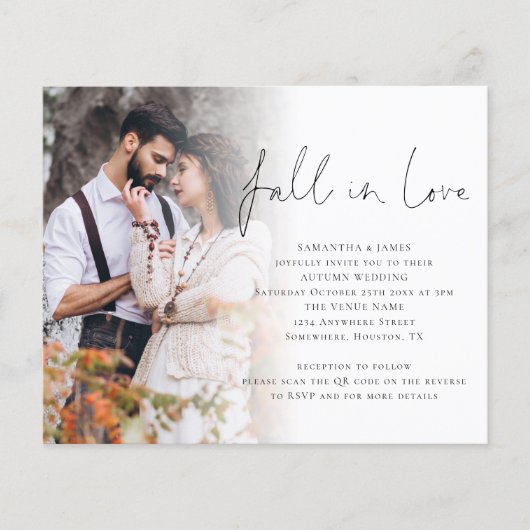 Budget Herfst in Love Photo QR Code Wedding Invite (Voorkant)