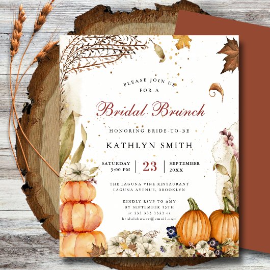 Budget Herfst in Love Pumpkin Autumn Bridal Brunch Flyer