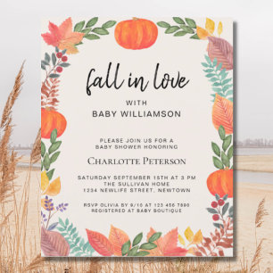 Budget Herfst in Love Pumpkin Baby shower Invitati