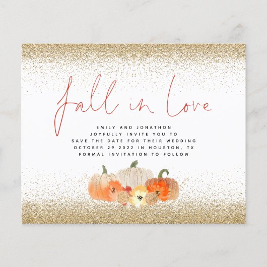 Budget Herfst in Love Pumpkins Glitter QR Save Dat (Voorkant)