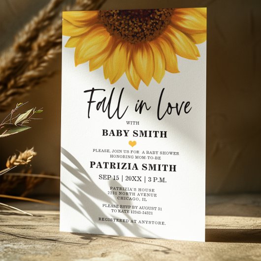 Budget Herfst in Love Sunflower Baby shower Invite