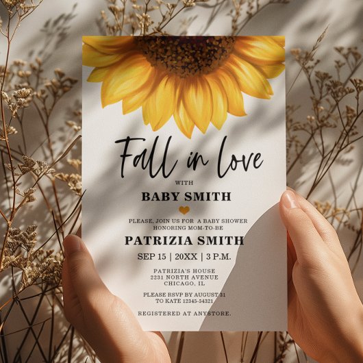 Budget Herfst in Love Sunflower Baby shower Invite