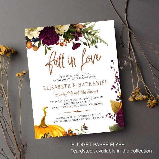 Budget Herfst in Love verloving party Uitnodiging Flyer