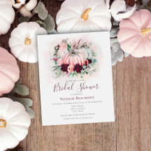 Budget herfst pompoen bruids douche uitnodiging