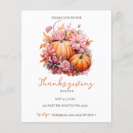 Budget Herfst Pompoenen Thanksgiving Uitnodiging