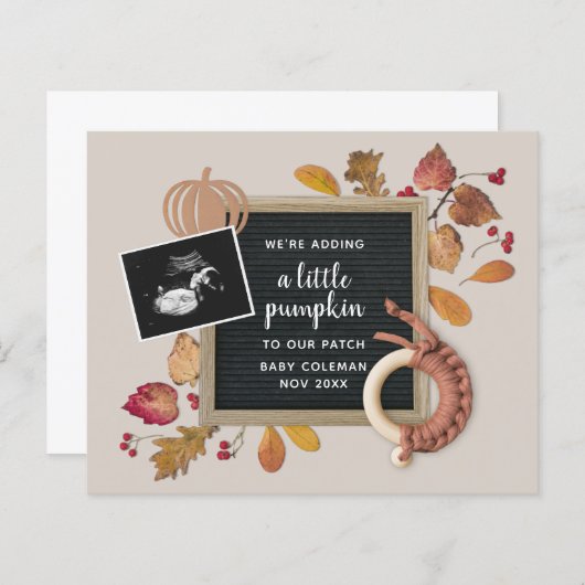 Budget Herfst Pumpkin Baby Zwangerschap Aankondigi (Voorkant / Achterkant)