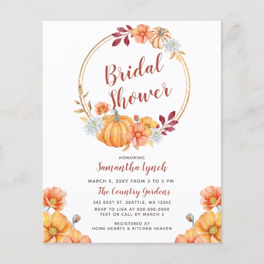 Budget Herfst Pumpkin Bridal Shower (Voorkant)