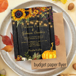 Budget herfst roestige houten trouw uitnodiging flyer