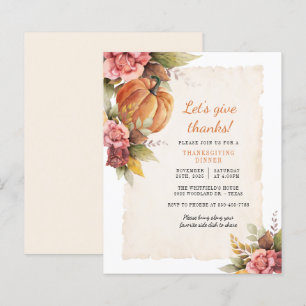 Budget Herfst Rustic Pumpkin Thanksgiving Uitnodig